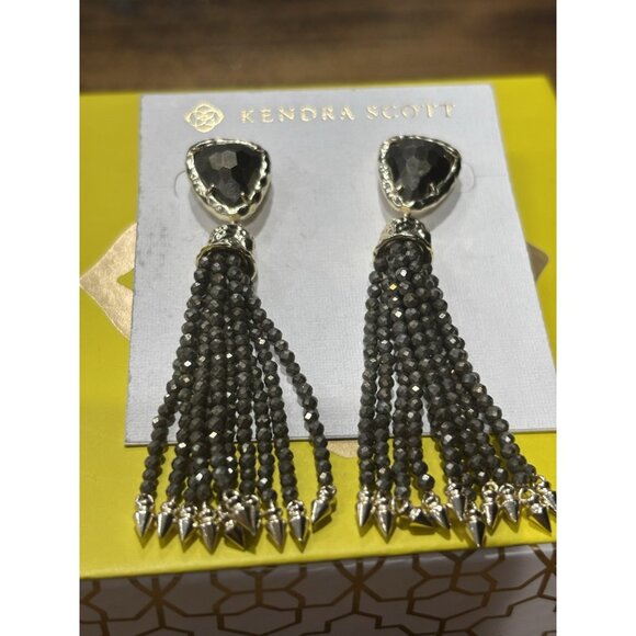 Kendra Scott Gold Blossom Tassel Earrings In Pyrite - Picture 1 of 4